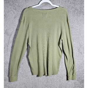 BDG Waffle Knit Thermal Shirt Mens Sz XL Green Long Sleeve Lightweight Gorpcore